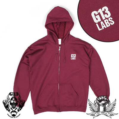 G13 Labs Embroidered Trademark Zip Hoody Burgundy
