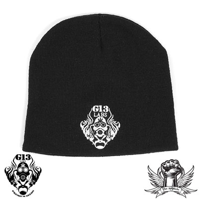 G13 Labs Gas Mask Logo Embroidery Beanie Black