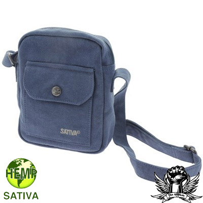 Sativa Bags Square Hemp Shoulder Bag Steel Blue S10057