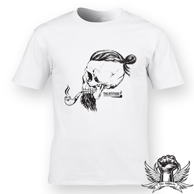 The Attitude Smoking Lounge Skull T-shirt in White