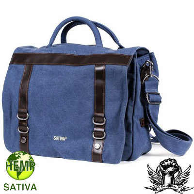 Sativa Bags Three-Way Hemp Shoulder Bag Steel Blue PS-19